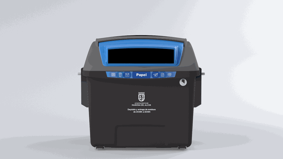 Contenedor azul de papel y cartón